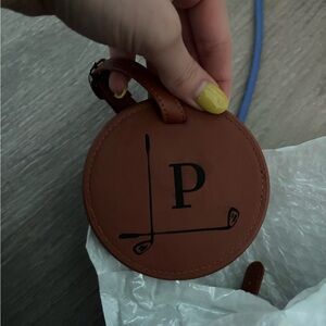 P Engraved Leather Golf Bag Tag